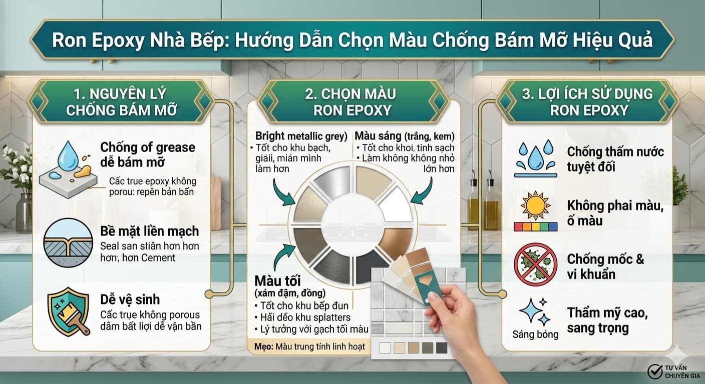 Ron Epoxy Nhà Bếp: Hướng Dẫn Chọn Màu Chống Bám Mỡ Hiệu Quả